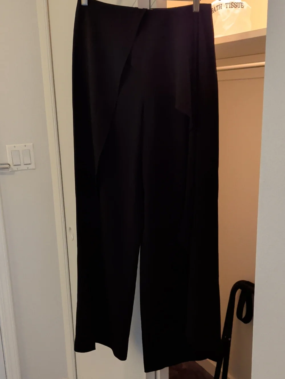 Alice + Olivia Black Wide-Leg Draped Split Leg Trousers